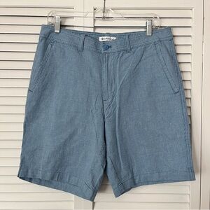 Cubavera blue linen and cotton bermuda chino shorts size 32 front & back pockets
